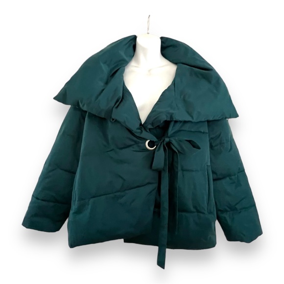 Avec Les Filles Jackets & Blazers - Avec Les Filles green puffer jacket coat